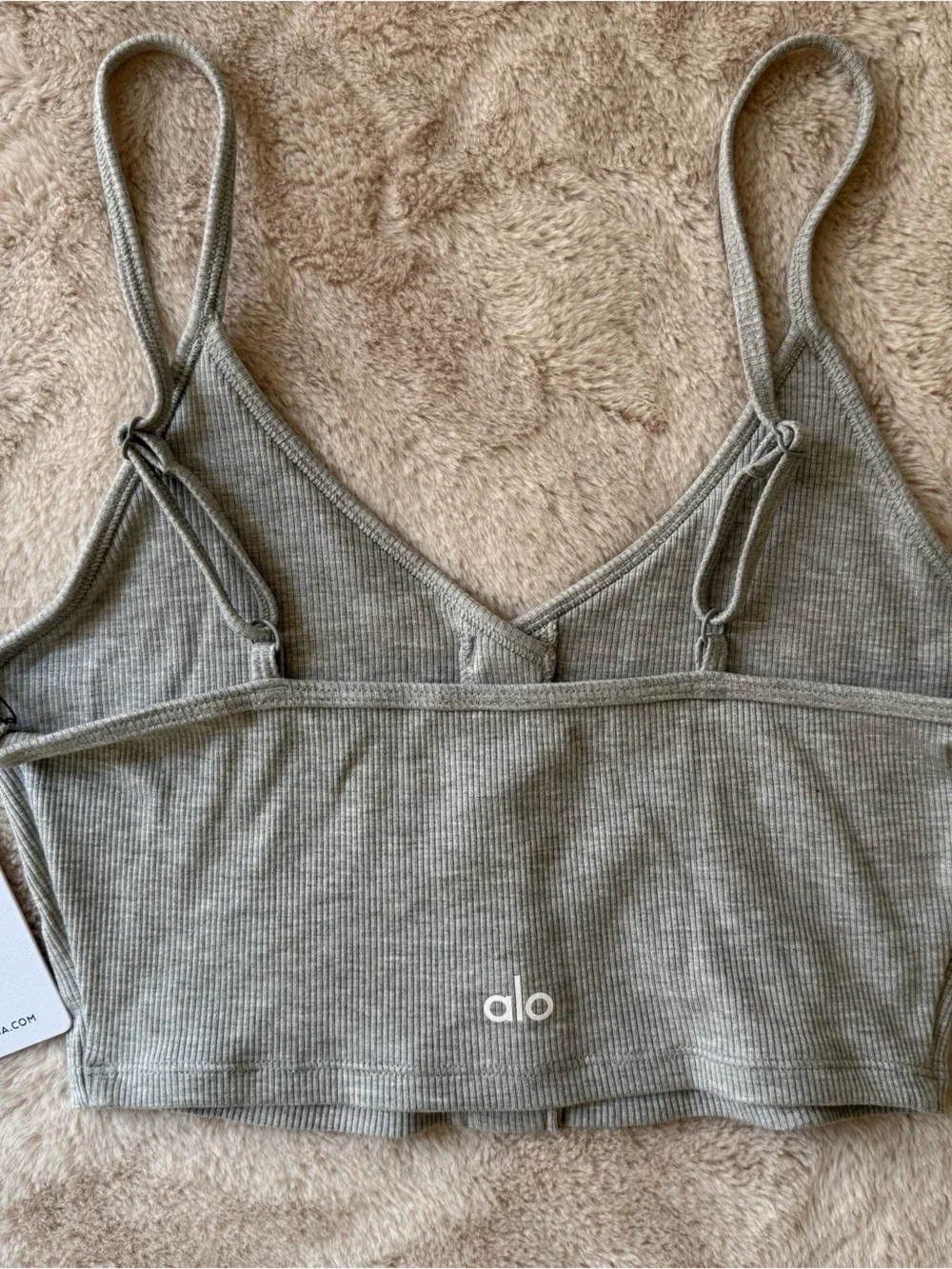 NWT ALO Ribbed Delicate Lounge Tank Athletic Heather Grey Size S